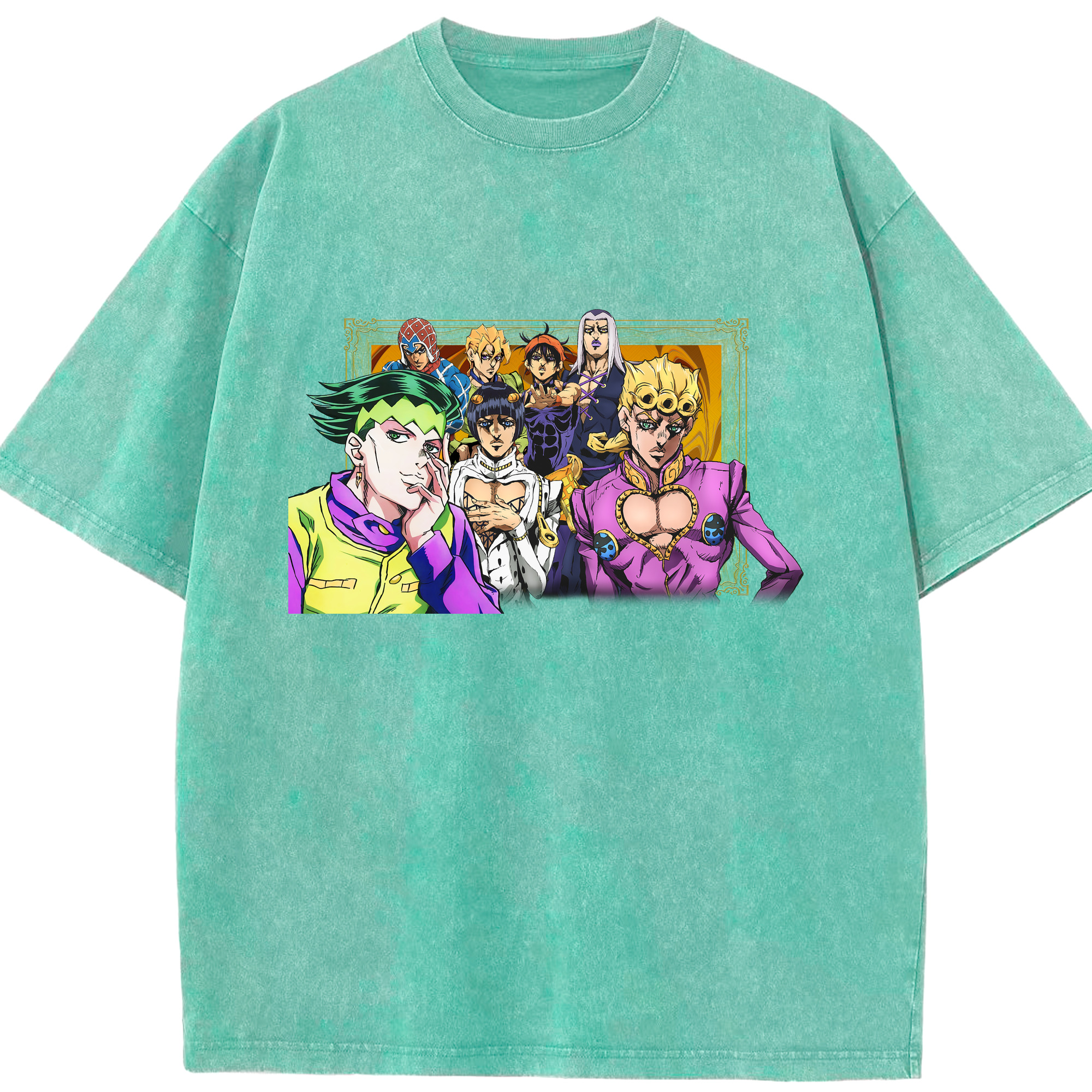（画像用） ジョジョの奇妙な冒険 ジョルノ?ジョバァーナ JoJo's Bizarre Adventure Giorno Giovanna 綿100% ヴィンテージ風 半袖Tシャツ（フロントプリント）